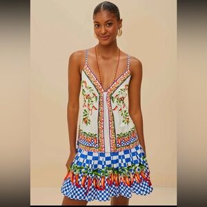 FARM RIO Off-White Picnic Peppers Ainika Organic Cotton Mini DRESS